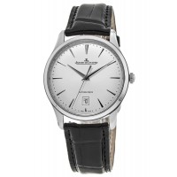 Replica Jaeger LeCoultre Master Ultra Thin Silver Dial Black Men‘s Watch 1238420