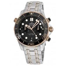 Replica Omega Seamaster 300 Master Co-Axial Chronometer Chronograph Black Dial Steel &Sedna Gold Men‘s Watch 210.20.44.51.01.001