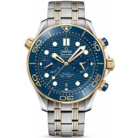 Replica Omega Seamaster 300 Master Co-Axial Chronometer Chronograph Blue Dial and Yellow Gold Men‘s Watch 210.20.44.51.03.001