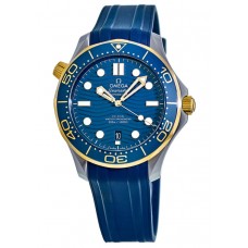 Replica Omega Seamaster Diver 300m Co-Axial Master Chronometer 42mm Blue Dial Sedna Gold Men‘s Watch 210.22.42.20.03.001