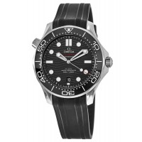 Replica Omega Seamaster Diver 300 M Black Dial Rubber Strap Men‘s Watch 210.32.42.20.01.001
