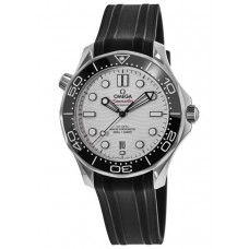 Replica Omega Seamaster Diver 300 M White Dial Rubber Strap Men‘s Watch 210.32.42.20.04.001