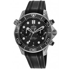 Replica Omega Seamaster Diver 300 M Black Chronograph Rubber Strap Men‘s Watch 210.32.44.51.01.001