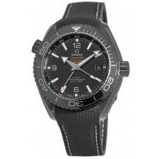 Replica Omega Seamaster Planet Ocean 600M GMT Deep Black Ceramic Rubber Strap Men‘s Watch 215.92.46.22.01.001