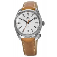 Replica Omega Seamaster Aqua Terra 150m Master Co-Axial Silver Dial Brown Leather Men‘s Watch 220.12.41.21.02.001