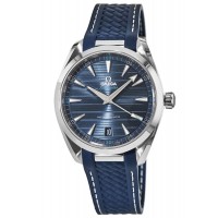 Replica Omega Seamaster Aqua Terra 150m Master Co-Axial Blue Dial Rubber Strap Men‘s Watch 220.12.41.21.03.001