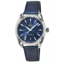 Replica Omega Seamaster Aqua Terra 150m Master Co-Axial Chronometer Blue Dial Blue Leather Men‘s Watch 220.13.41.21.03.001