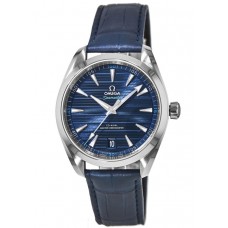 Replica Omega Seamaster Aqua Terra 150m Master Co-Axial Chronometer Blue Dial Blue Leather Men‘s Watch 220.13.41.21.03.001