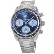 Replica Omega Speedmaster Co-Axial Chronograph 38mm Blue Dial Orbis Steel Unisex Watch 324.30.38.50.03.002