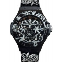Replica Hublot Big Bang Broderie Black Dial Black Rubber Strap Unisex Watch 343.CS.6570.NR.BSK16