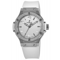Replica Hublot Big Bang 38mm Diamond Bezel White Strap Women‘s Watch 361.SE.2010.RW.1104
