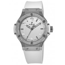 Replica Hublot Big Bang 38mm Diamond Bezel White Strap Women‘s Watch 361.SE.2010.RW.1104