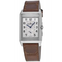Replica Jaeger LeCoultre Reverso Classic Large Duoface Small Seconds Silver and Black Dial Brown Men‘s Watch 3848422