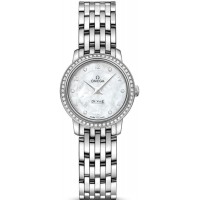Replica Omega De Ville Prestige Quartz 24.4mm Mother of Pearl Dial Diamond White Gold Women‘s Watch 424.55.24.60.55.003