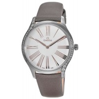 Replica Omega De Ville Tresor Diamond Bezel Fabric Strap Women‘s Watch 428.17.39.60.02.001