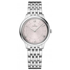 Replica Omega De Ville Prestige Quartz 30mm Rose Dial Steel Women‘s Watch 434.10.30.60.02.001