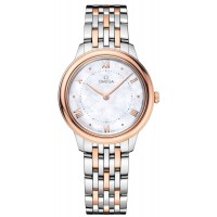 Replica Omega De Ville Prestige Quartz 30mm Mother of Pearl Dial 18k Rose Gold and Steel Women‘s Watch 434.20.30.60.05.001