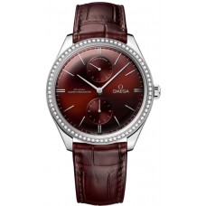 Replica Omega De Ville Tresor Burgundy Dial Diamond Men‘s Watch 435.18.40.22.11.001