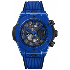 Replica Hublot Big Bang Unico Blue Magic Skeleton Dial Rubber Strap Men‘s Watch 441.ES.5119.RX