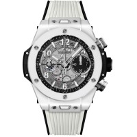 Replica Hublot Big Bang Unico White Ceramic Skeleton Dial Rubber Strap Men‘s Watch 441.HX.1171.RX