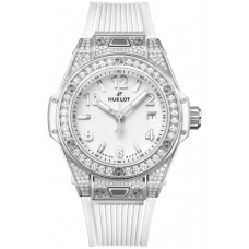 Replica Hublot Big Bang One Click White Dial Diamond Rubber Strap Women‘s Watch 485.SE.2010.RW.1604