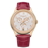 Replica Patek Philippe Complications Silver Sunburst Dial 18K Rose Gold Automatic Women‘s Watch 4947R
