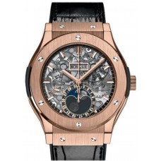 Replica Hublot Classic Fusion Aerofusion Moon Phase Sapphire Dial Black Rubber Strap Men‘s Watch 517.OX.0170.LR