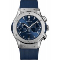 Replica Hublot Classic Fusion Chronograph Blue Dial Rubber Strap Men‘s Watch 521.NX.7170.RX