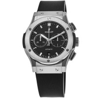 Replica Hublot Classic Fusion Chronograph Titanium Black Dial Rubber Strap Men‘s Watch 541.NX.1171.RX