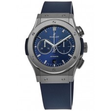 Replica Hublot Classic Fusion Chronograph Titanium Blue Dial Rubber Strap Men‘s Watch 541.NX.7170.RX