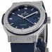 Replica Hublot Classic Fusion 42mm Blue Dial Titanium Case Rubber Strap Men‘s Watch 542.NX.7170.RX