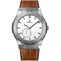 Replica Hublot Classic Fusion Ultra Thin White Dial Brown Men‘s Watch 545.NX.2210.LR