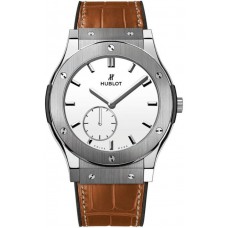 Replica Hublot Classic Fusion Ultra Thin White Dial Brown Men‘s Watch 545.NX.2210.LR
