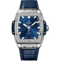 Replica Hublot Spirit of Big Bang Blue Dial Diamonds Blue Rubber Strap Women‘s Watch 665.NX.7170.LR.1204