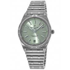 Replica Breitling Chronomat Automatic 36 Green Dial Diamond Bezel Steel Women‘s Watch A10380591L1A1