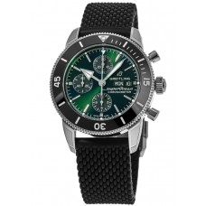 Replica Breitling Superocean Heritage Chronograph 44 Green Dial Rubber Strap Men‘s Watch A13313121L1S1