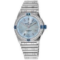 Replica Breitling Super Chronomat Automatic 38 Light Blue Dial Diamond Steel Women‘s Watch A17356531C1A1
