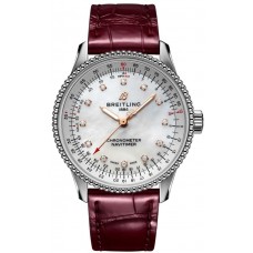 Replica Breitling Navitimer Automatic 35 Mother of Pearl Diamond Dial Burgundy Women‘s Watch A17395211A1P2