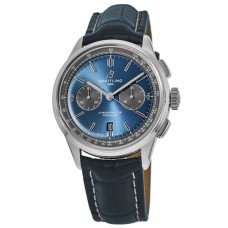 Replica Breitling Premier B01 Chronograph 42 Automatic Blue Dial Crocodile Strap Men‘s Watch AB0118A61C1P2