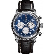 Replica Breitling Aviator 8 B01 Chronograph 43 Blue Dial Black Men‘s Watch AB0119131C1P1