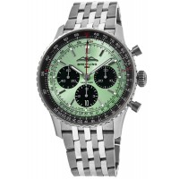 Replica Breitling Navitimer B01 Chronograph 43 Mint Green Dial Steel Men‘s Watch AB0138241L1A1