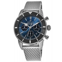Replica Breitling Superocean Heritage II B01 Chronograph 44 Blue Dial Steel Mesh Band Men‘s Watch AB0162121C1A1