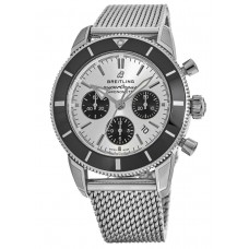 Replica Breitling Superocean Heritage II Chronograph 44 Black &Silver Dial Steel Mesh Band Men‘s Watch AB0162121G1A1