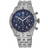 Replica Breitling Super Avi B04 Chronograph GMT 46 Tribute to Vought F4U Corsair Blue Dial Steel Men‘s Watch AB04451A1C1A1