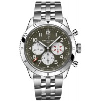 Replica Breitling Super Avi B04 Chronograph GMT 46 Curtiss Warhawk Green Dial Steel Men‘s Watch AB04452A1L1A1