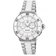 Replica Tag Heuer Formula 1 Quartz Chronograph White Ceramic Diamond Dial Women‘s Watch CAH1211.BA0863-SD