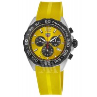 Replica Tag Heuer Formula 1 Quartz Chronograph Yellow Dial Rubber Strap Men‘s Watch CAZ101AM.FT8054