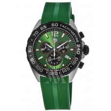Replica Tag Heuer Formula 1 Quartz Chronograph Green Dial Rubber Strap Men‘s Watch CAZ101AP.FT8056