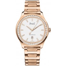 Replica Piaget Polo Date White Dial Diamond Rose Gold Men‘s Watch G0A46020