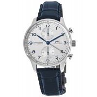 Replica IWC Portugieser Automatic Chronograph Silver Dial Blue Men‘s Watch IW371605